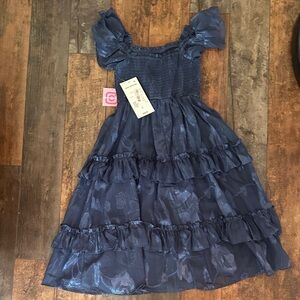 Rare Editions Navy Dress with Ruffles